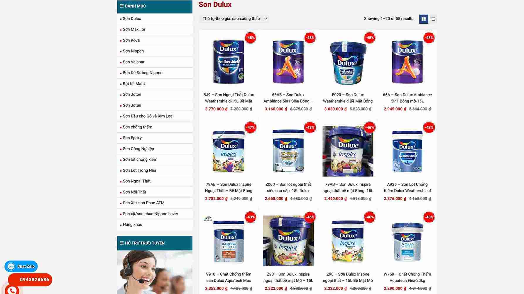 giá sơn dulux